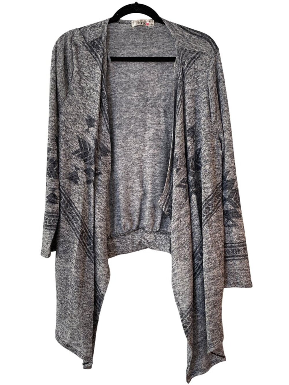 I'm In Love With Derek Cardigan Sweater Size 1X Aztec Open Front Gray Cozy Knit